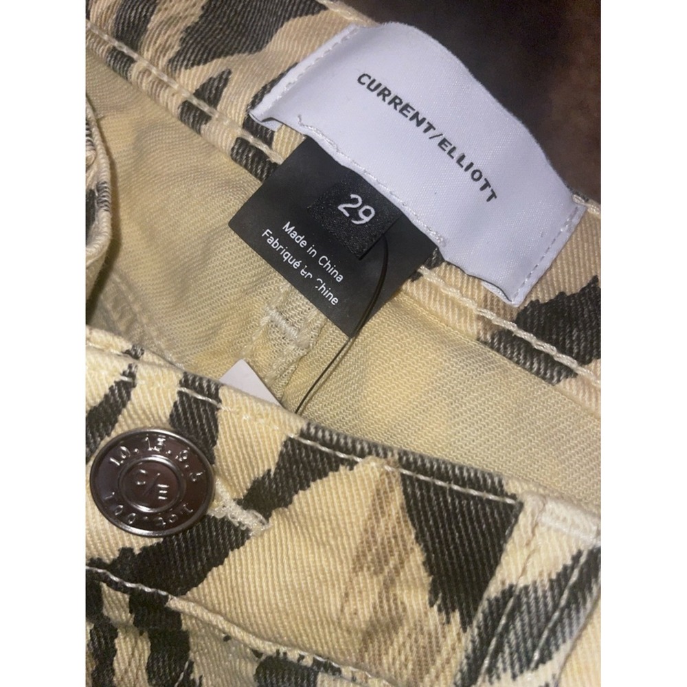Current/Elliott The Ruby Crop Zebra Print Capris Cream Black 29 - Picture 6 of 9